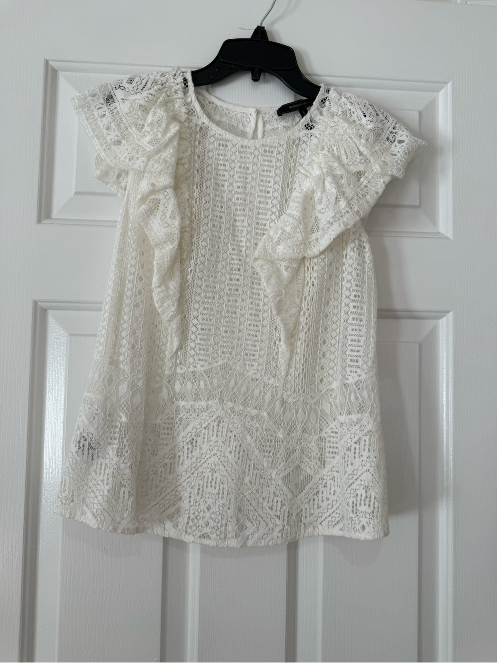 BCBGMaxAzria White Lace Crochet Top